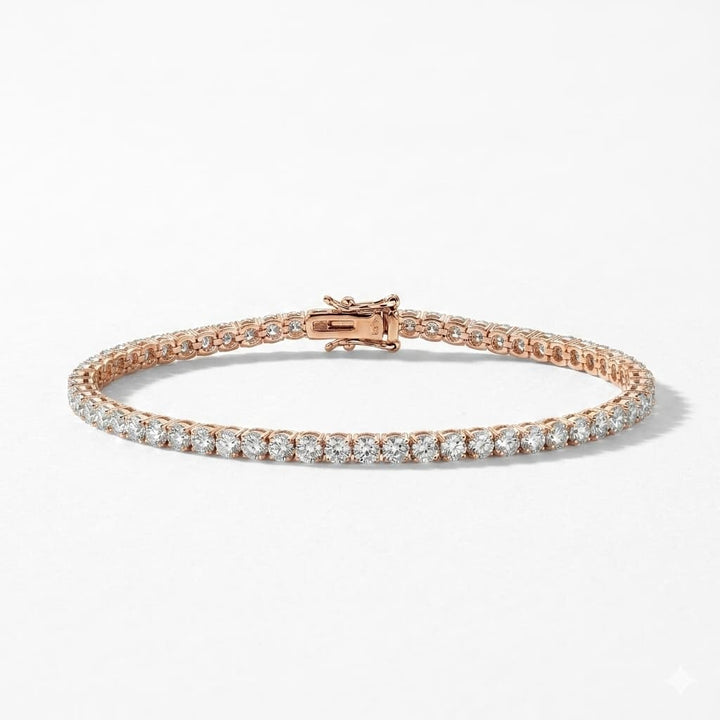 5分鑽石玫瑰金網球手鍊 Tennis Bracelet，經典連續排鑽手鍊，DDS訂製婚戒