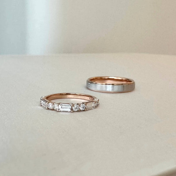 DDS 玫瑰金 法棍婚戒 長方鑽 實拍圖