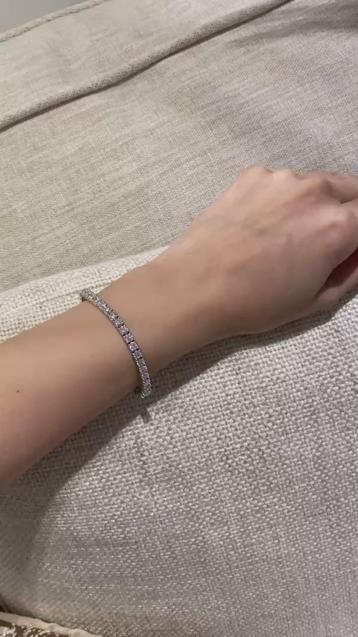 DDS訂製婚戒 經典四爪鑲嵌 20分鑽石網球手鍊, 18K白金排鑽設計, Tennis Bracelet 高質感珠寶穿搭